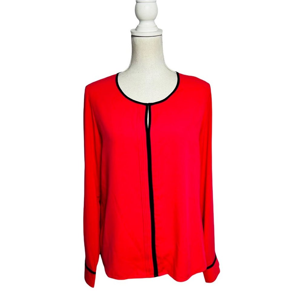 Calvin Klein Womens Blouse Pink Long Sleeve Button Cuff Keyhole Neck Pintuck S